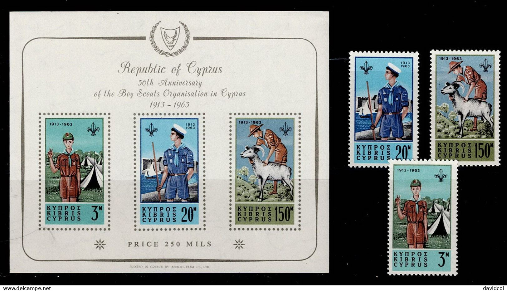 CHP-02- CYPRUS - 1963 - MNH -SCOUTS- 50TH ANNIVERSARY BOY SCOUTS OF CYPRUS - Neufs