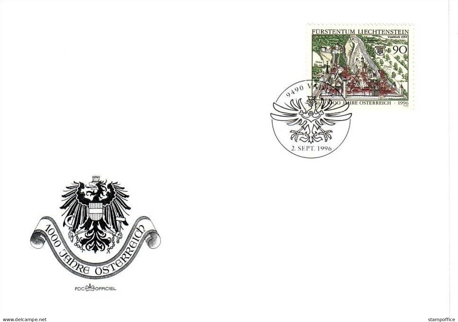 LIECHTENSTEIN MI-NR. 1137 FDC 1000 JAHRE ÖSTERREICH 1996 - FDC