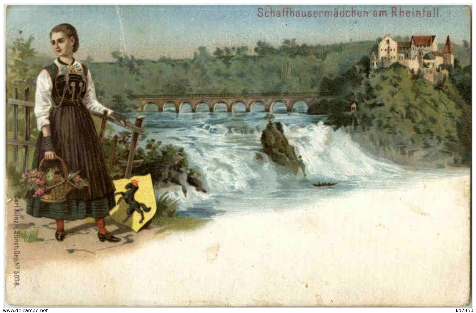 Schaffhausermädchen Am Rheinfall - Litho - Neuhausen Am Rheinfall