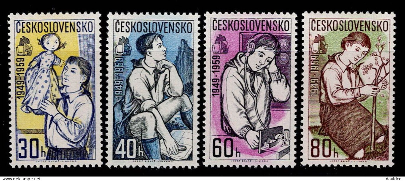 CHE-01- CZECHOSLOVAKIA - 1959 - MNH -SCOUTS- PIONEER ORGANIZATION - Unused Stamps