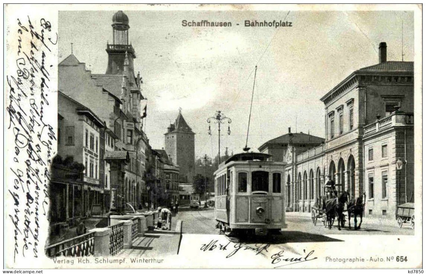 Schaffhausen - Bahnhofplatz Mit Tram - Schaffhouse