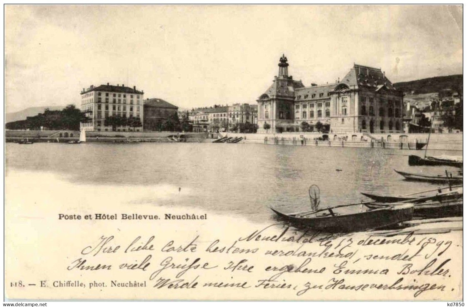 Neuchatel - Poste Et Hotel Bellevue - Neuchâtel