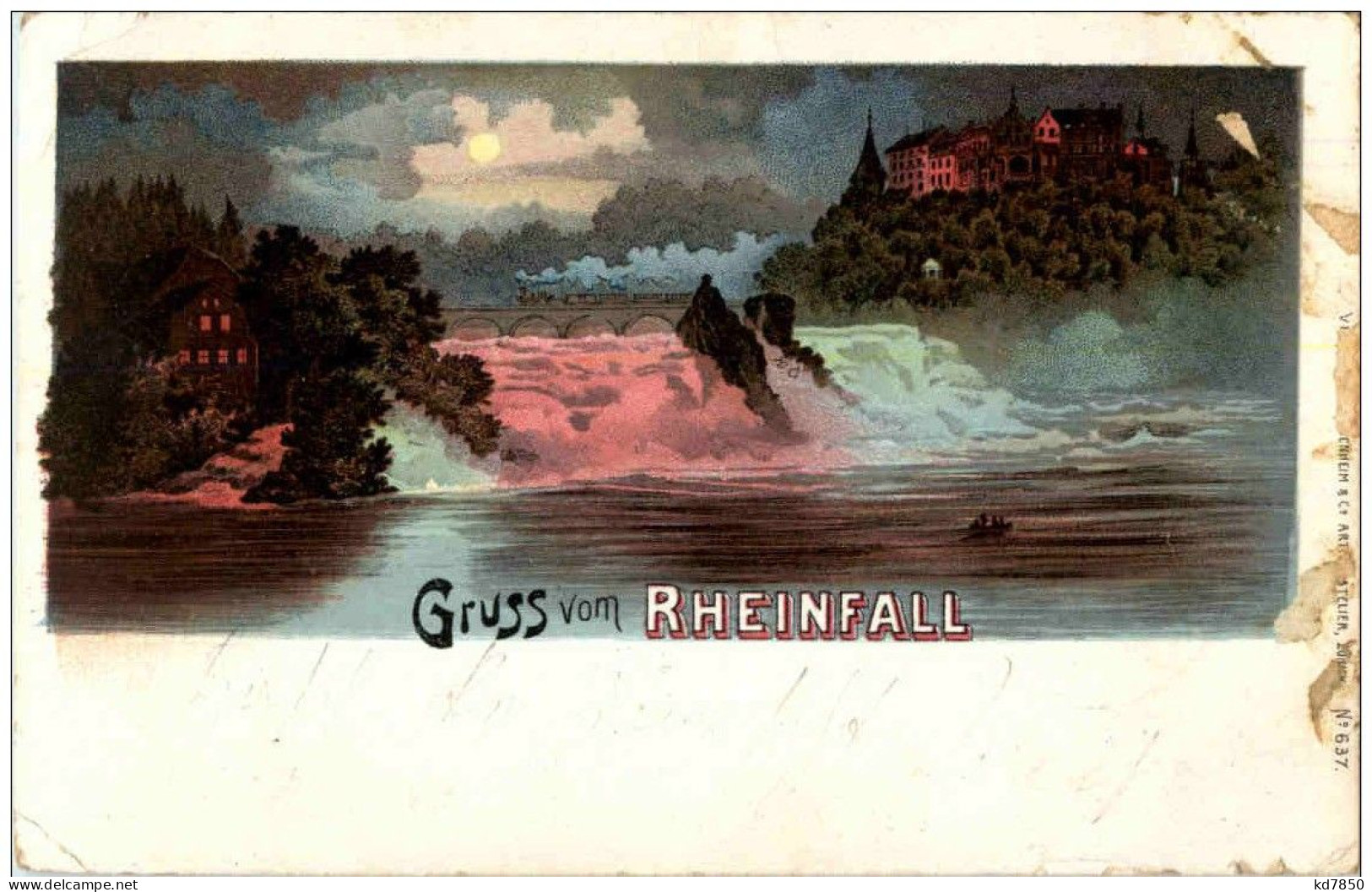 Gruss Vom Rheinfall - Litho - Neuhausen Am Rheinfall