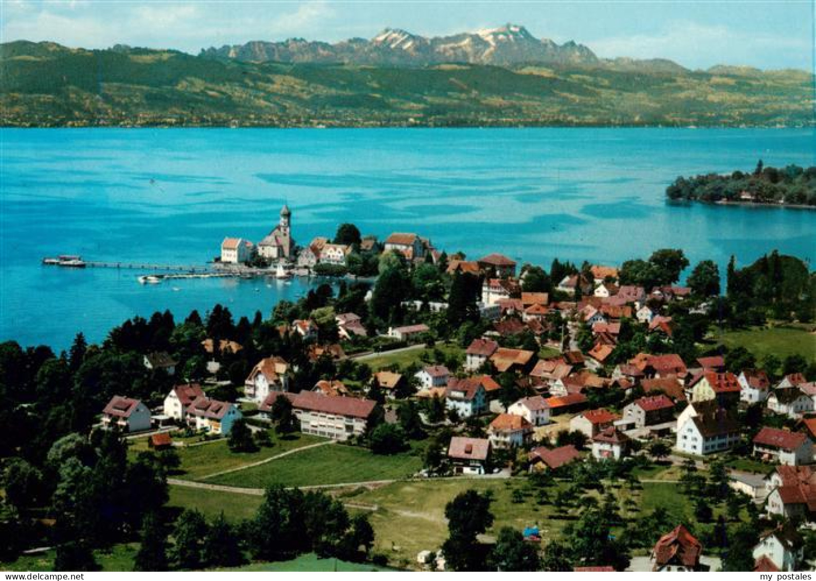 73942149 Wasserburg_Bodensee Panorama Mit Blick Auf Die Alpen - Wasserburg A. Bodensee