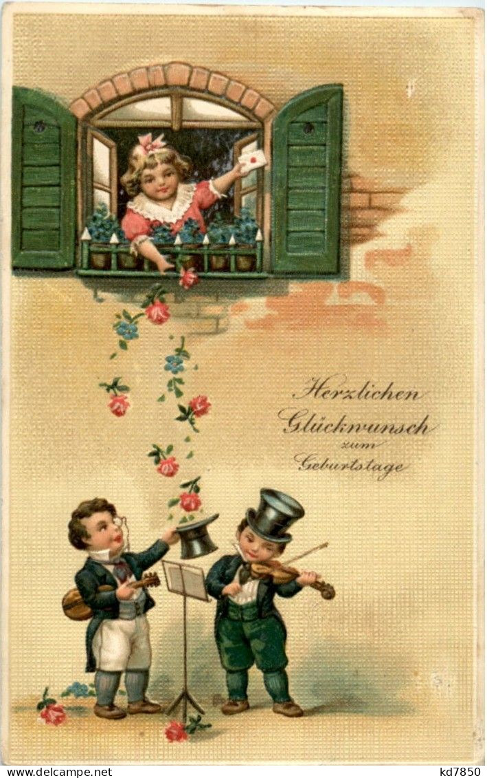 Kinder - Geige - Prägekarte - Autres & Non Classés