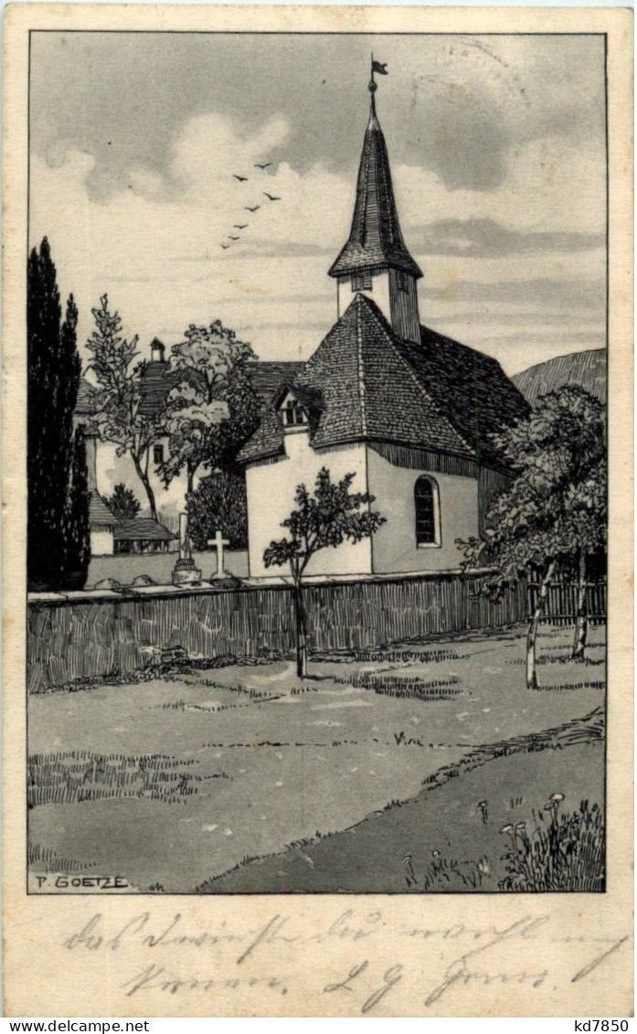 Neuhausen - Reformierte Kirche - Künstlerkarte P. Goetze - Neuhausen Am Rheinfall