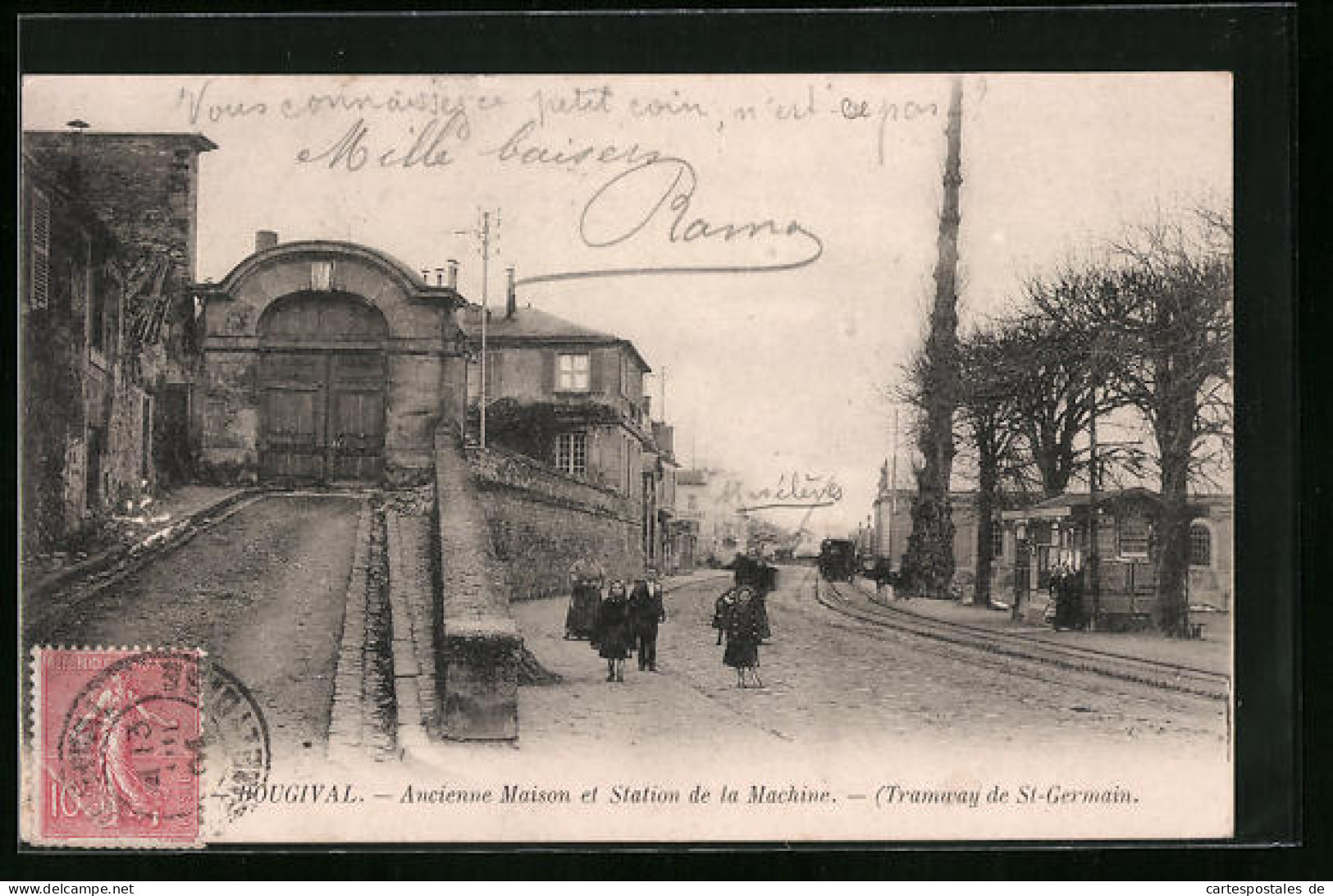 CPA Bougival, Ancienne Maison Et Station De La Machine, Tramway De St-Germain  - Bougival
