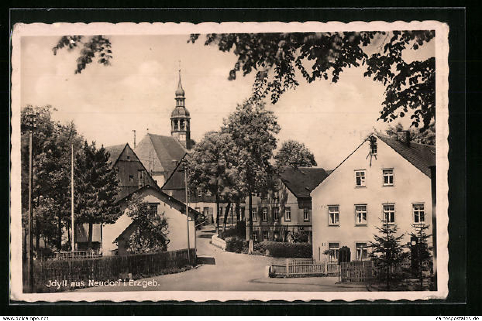 AK Neudorf / Erzgeb., Partie An Der Kirche  - Neudorf A. D. Spree