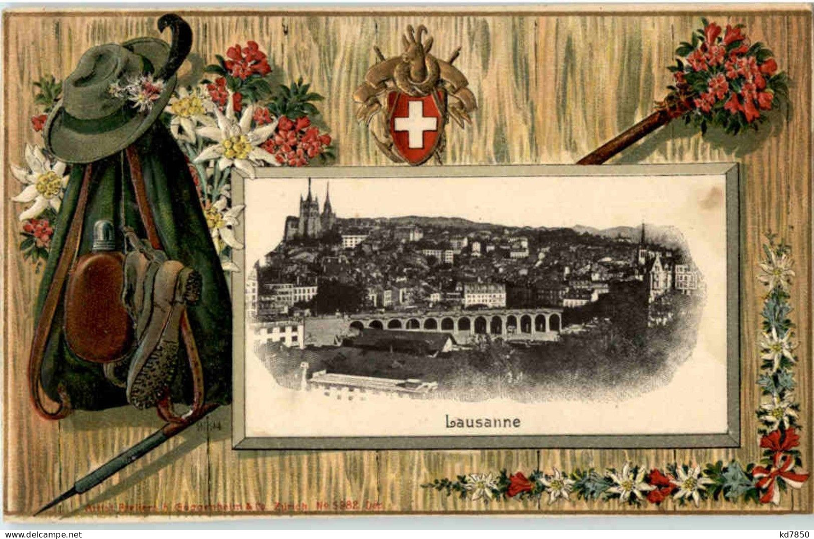 Lausanne - Litho Prägekarte - Lausanne