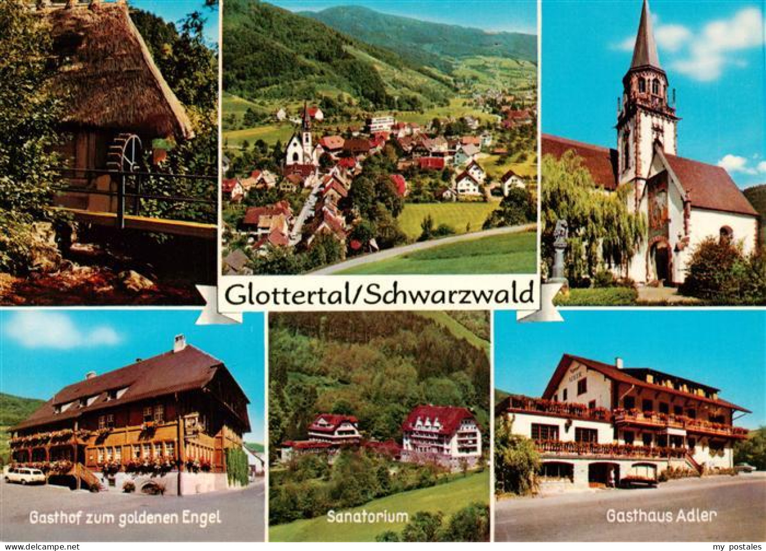 73901047 Glottertal Schwarzwald Muehlrad Panorama Kirche Gasthof Zum Goldenen En - Glottertal