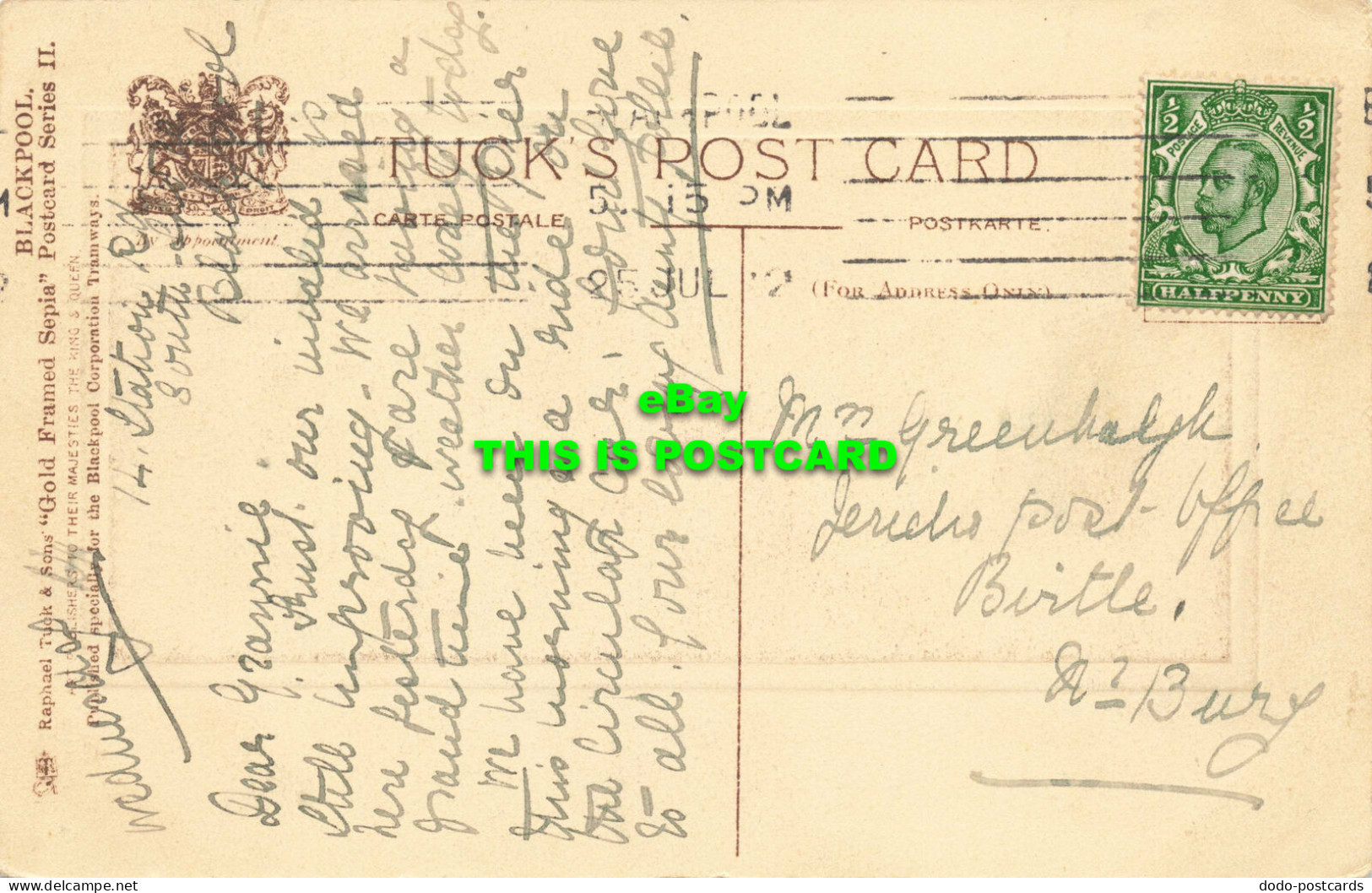 R567202 Blackpool Corporation Tramways. Circular Tour. New Promenade. Tuck. Gold - World