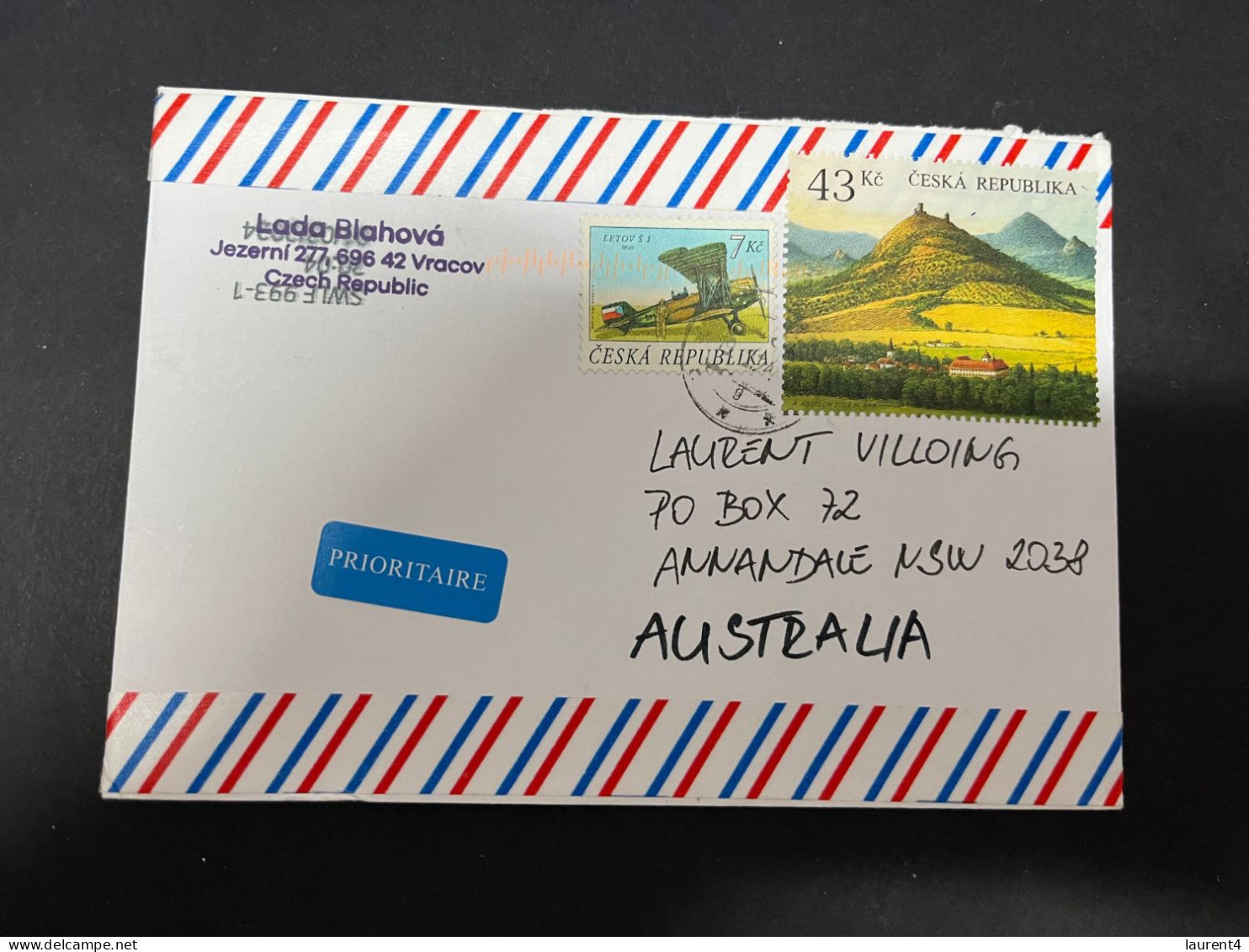 1-5-2024 (3 Z 34) Letter Posted From Czech Republic To Australia In 2024 (2 Cover) 1 Large 23 X 16 Cm - Covers & Documents