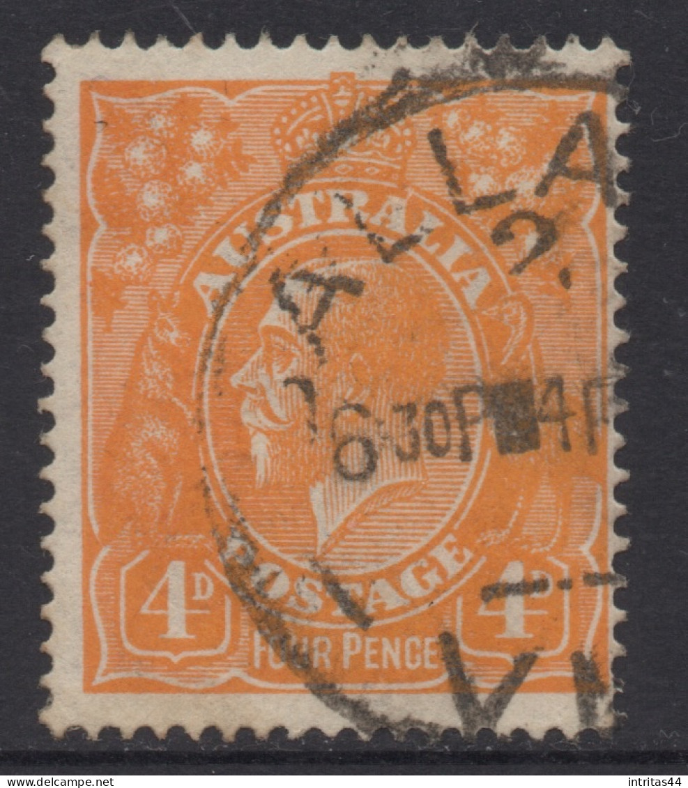 AUSTRALIA 1915 4d ORANGE KGV STAMP  PERF.14.1/4 X 14(COMB) 1st.WMK SG.22 VFU - Used Stamps
