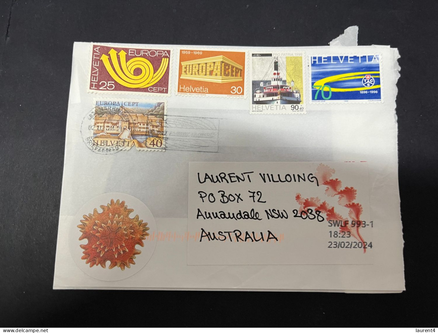 1-5-2024 (3 Z 34) Letter Posted From Switzerland To Australia In 2024 (1 Cover) With Many Stamps - Brieven En Documenten