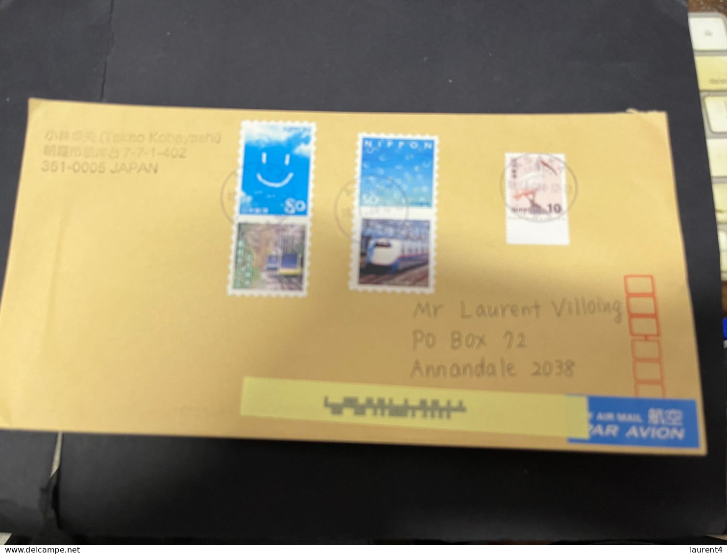 1-5-2024 (3 Z 34) Letter Posted From Japan To Australia In 2024 (1 Cover) With Railway + Bird Stamps - Briefe U. Dokumente