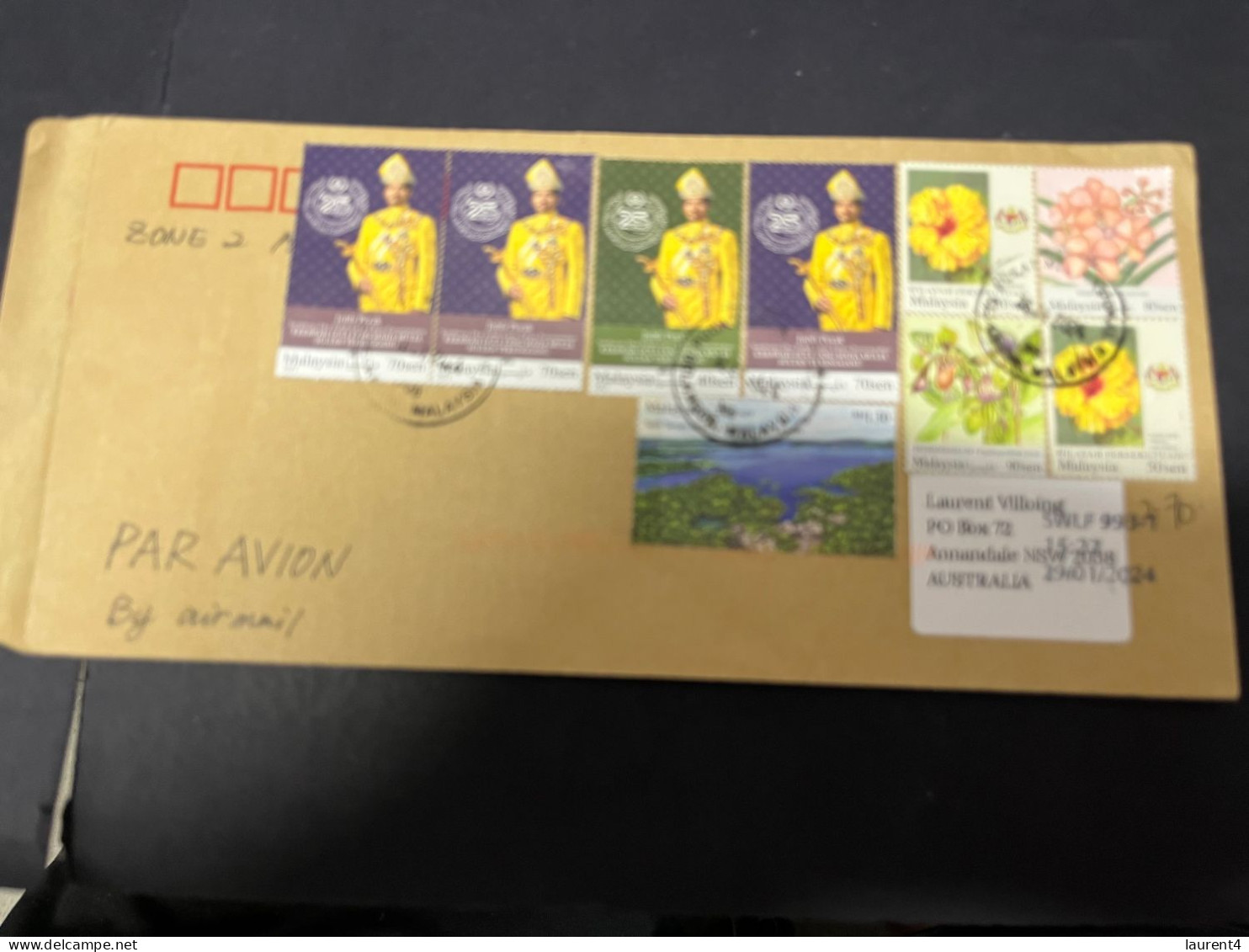 1-5-2024 (3 Z 34) Letter Posted From Malaysia To Australia In 2024 (1 Cover) With Many Stamps - Malesia (1964-...)