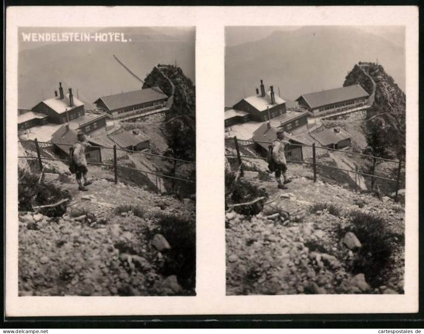 Stereo-Fotografie Unbekannter Fotograf, Ansicht Wendelstein, Hotel Vom Gipfel Gesehen  - Stereoscoop