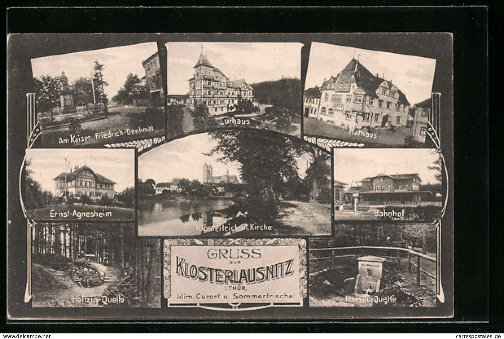 AK Klosterlausnitz, Rathaus, Bahnhof, Ernst-Agnesheim  - Bad Klosterlausnitz