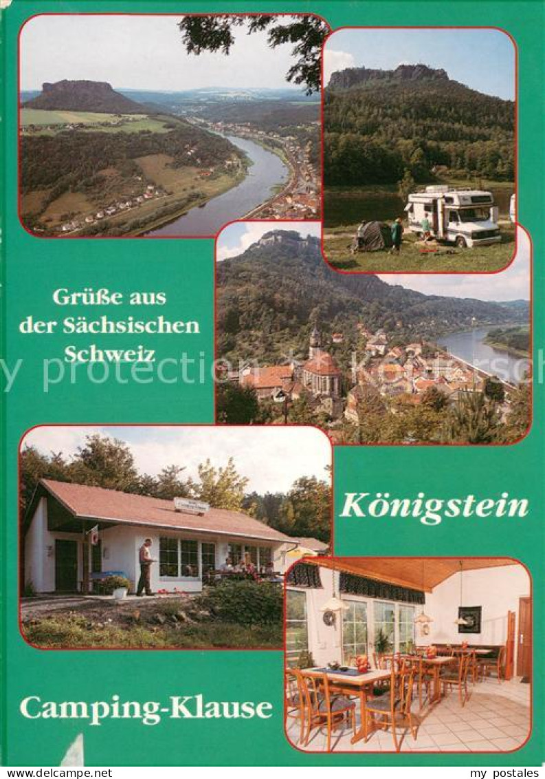 73663584 Koenigstein Saechsische Schweiz Fliegeraufnahme Camping Klause Wohnmobi - Königstein (Sächs. Schw.)