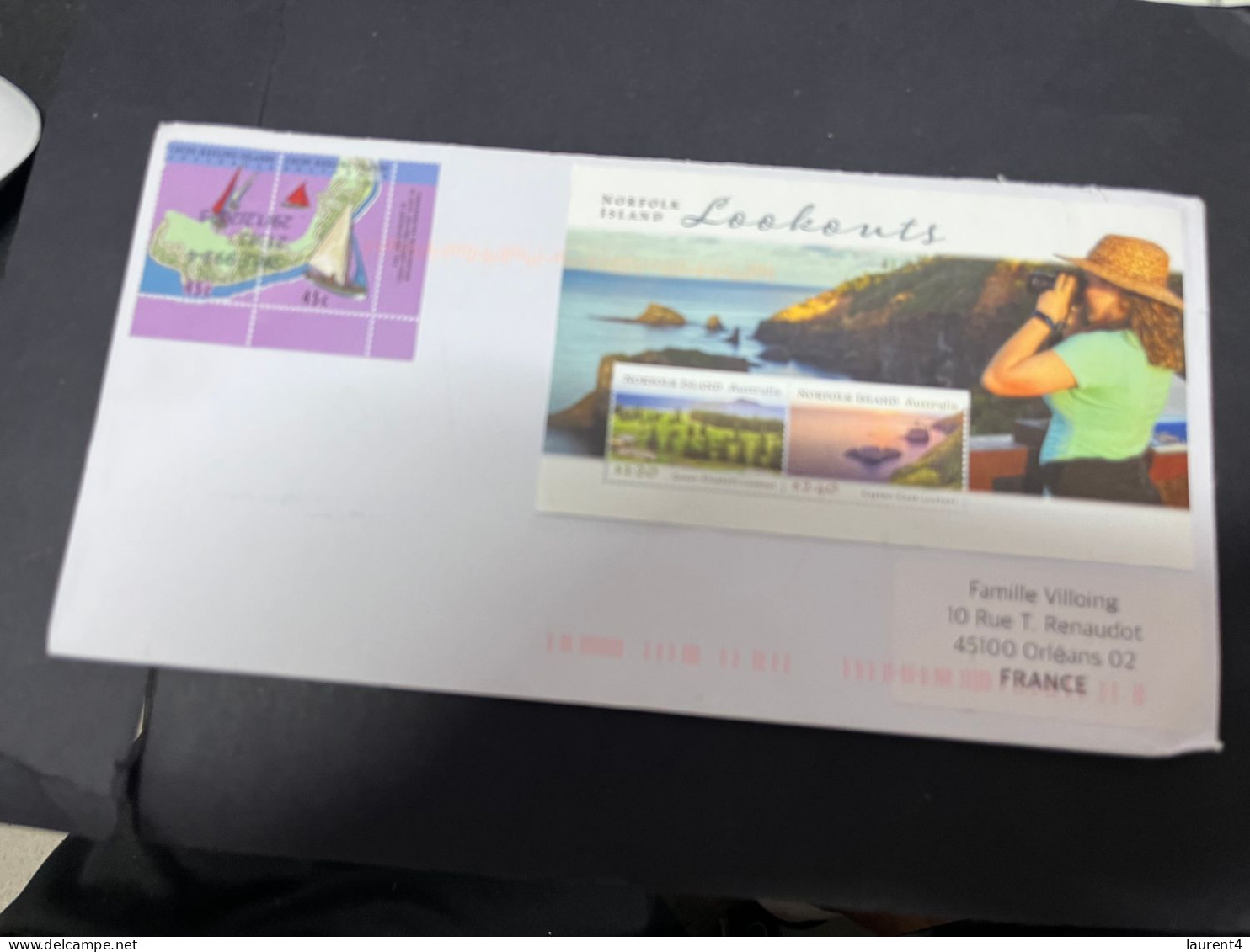 1-5-2024 (3 Z 34) Australia (letter Posted To France) 2024 - Norfolk Isand Lookouts Mini-sheet - Isla Norfolk