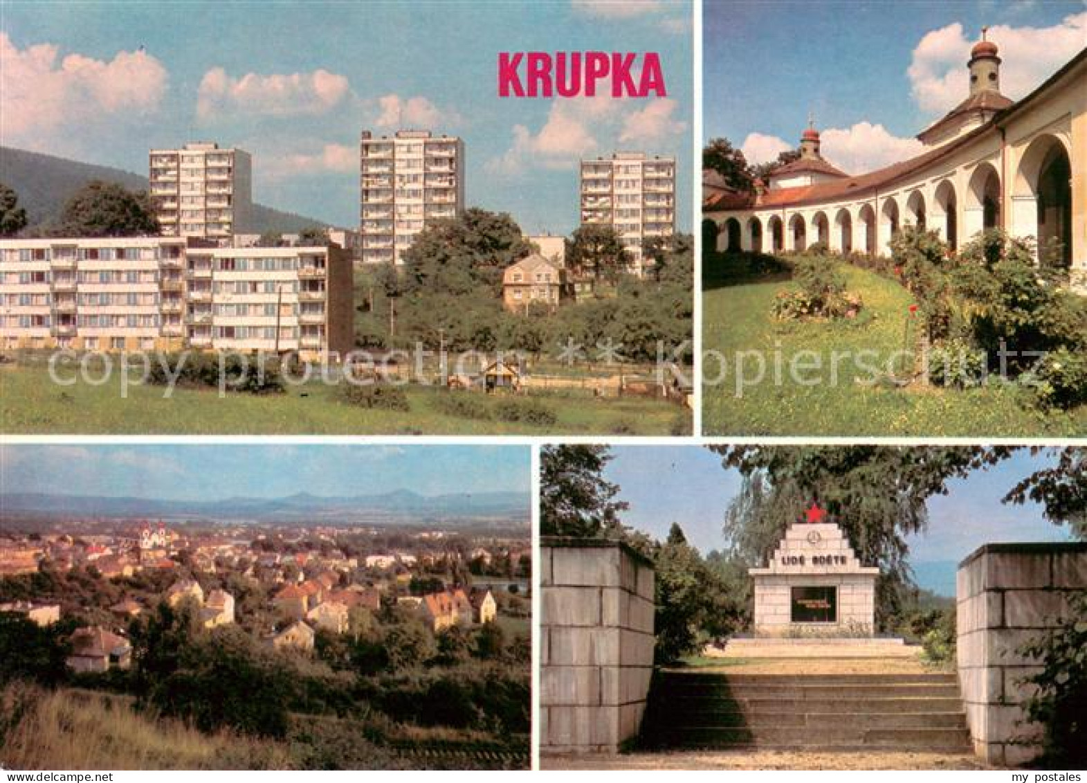 73662957 Krupka Wohnsiedlung Hochhaeuser Arkaden Denkmal Stadtpanorama Krupka - Tchéquie