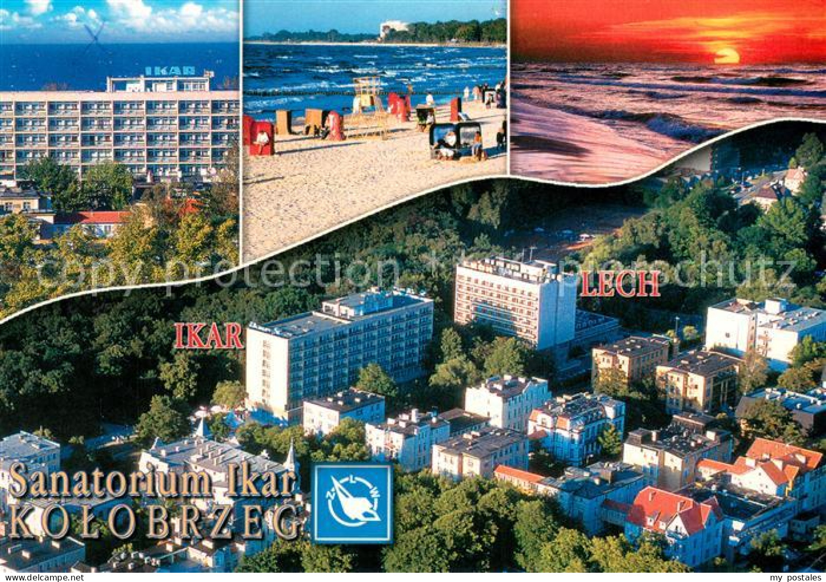 73662949 Kolobrzeg Polen Sanatorium Ikar Luftaufnahme Strand Sonnenuntergang Am  - Pologne