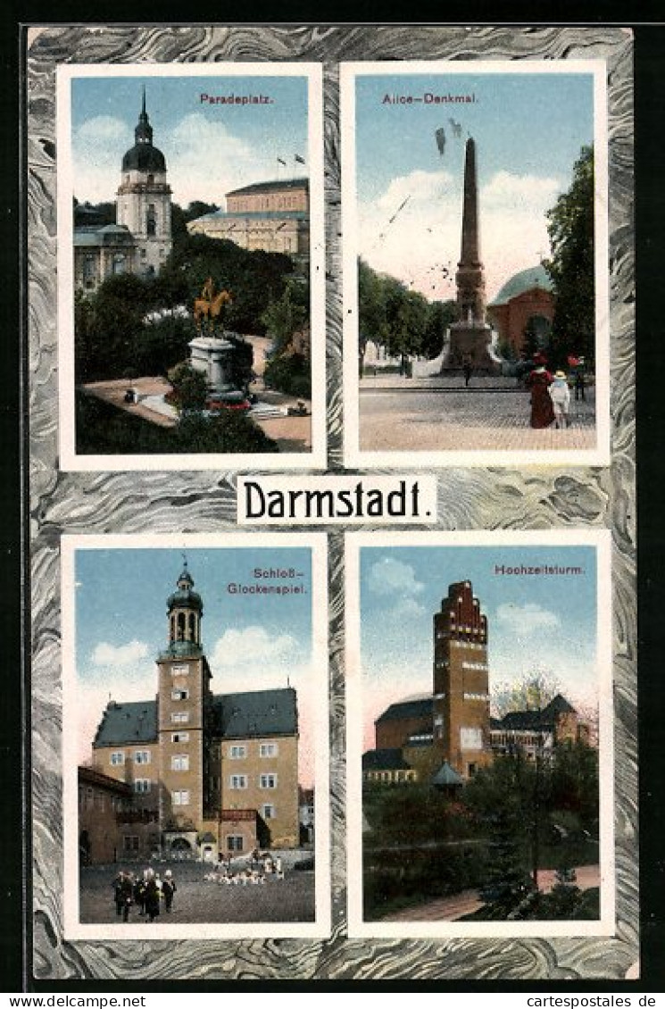 AK Darmstadt, Paradeplatz Und Alice-Denkmal  - Darmstadt