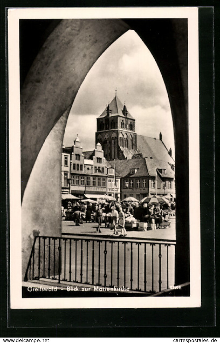 AK Greifswald, Blick über Den Markt Zur Marienkirche  - Greifswald