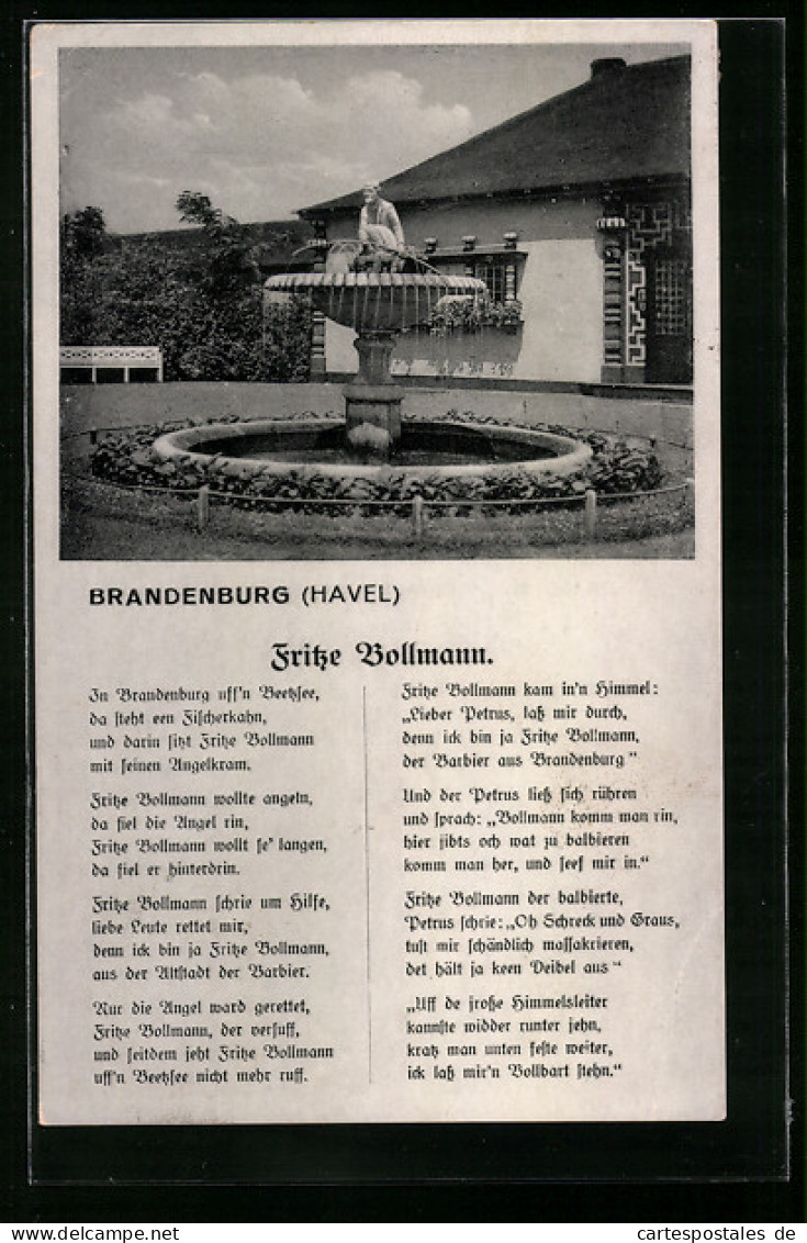 AK Brandenburg /Havel, Brunnen Mit Denkmal Für Fritze Bollmann  - Brandenburg