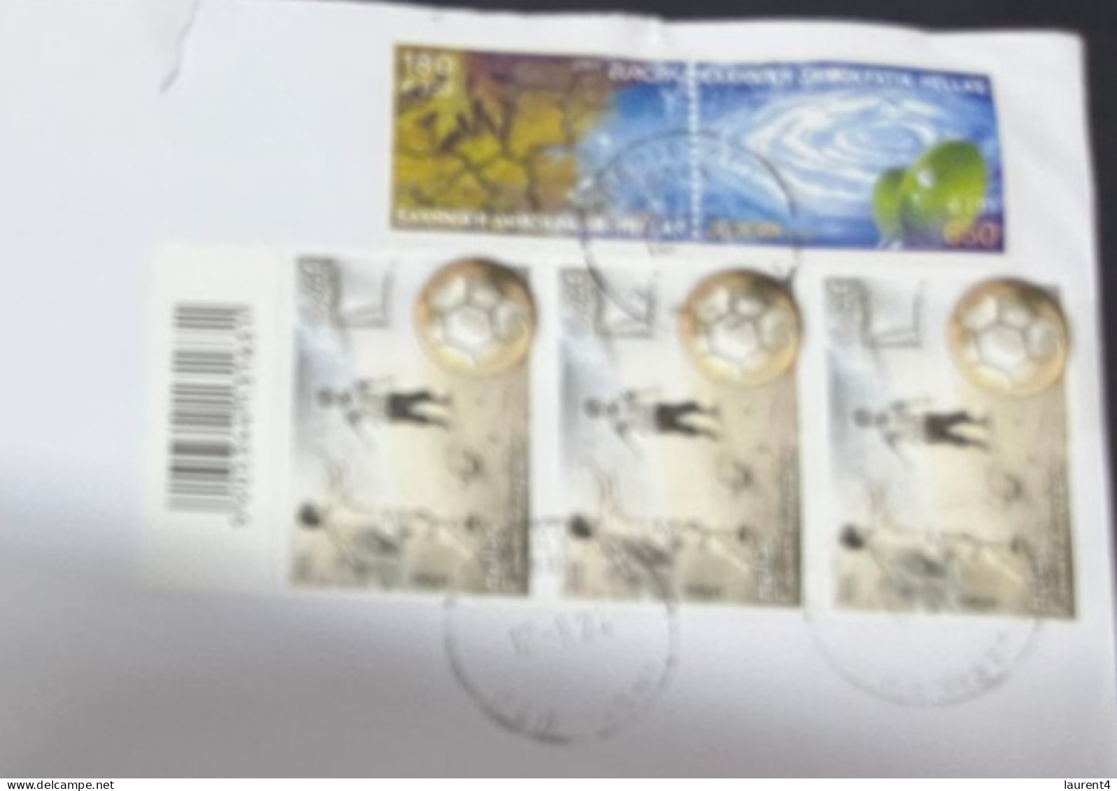 1-5-2024 (3 Z 34) Letter Posted From GREECE To Australia In 2024 (1 Large Cover) 26 X 13.5 Cm (2 EUROPA + 3 Fooball) - Brieven En Documenten