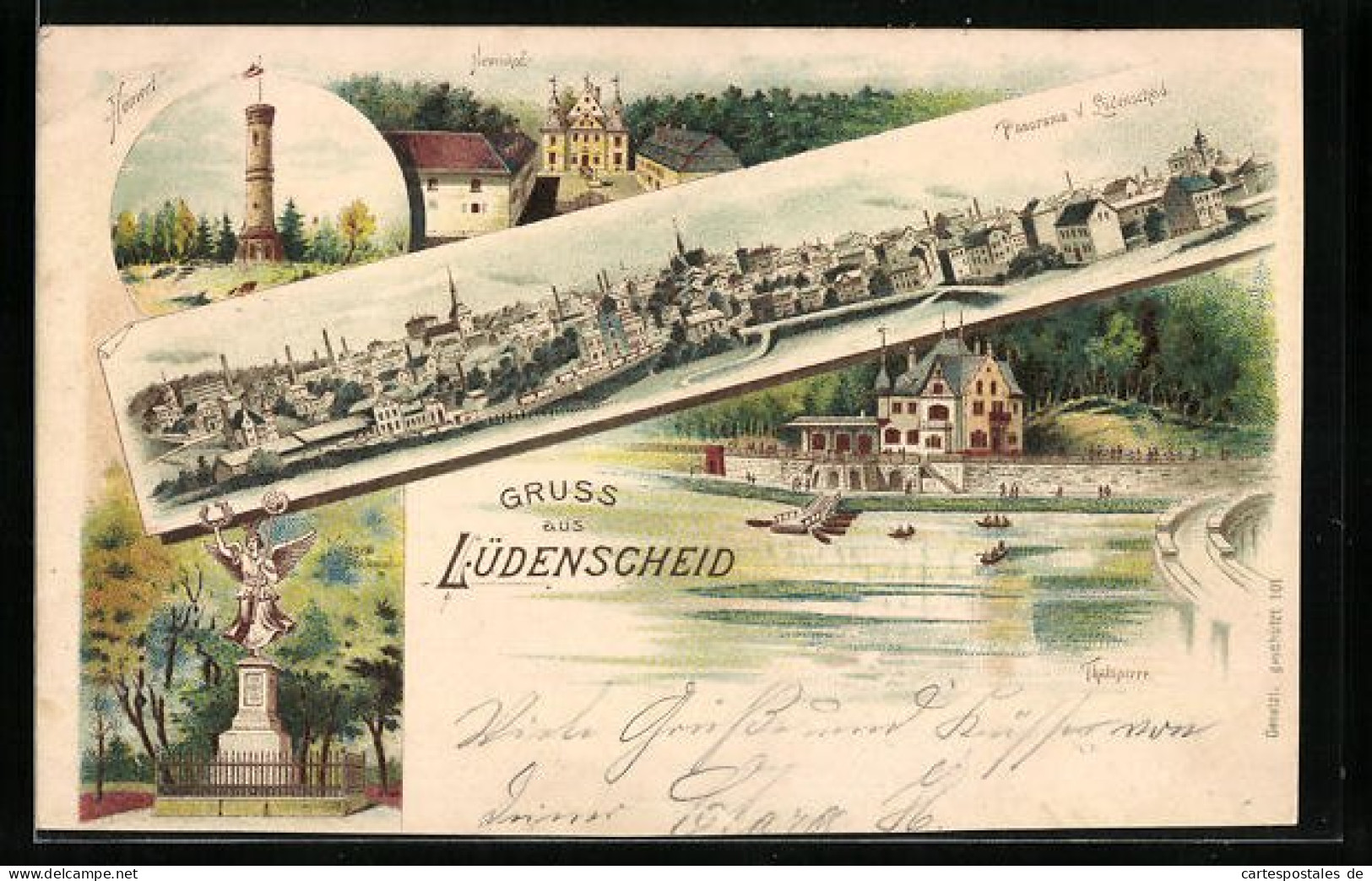 Lithographie Lüdenscheid, Panorama, Neuenhof, Talsperre  - Lüdenscheid