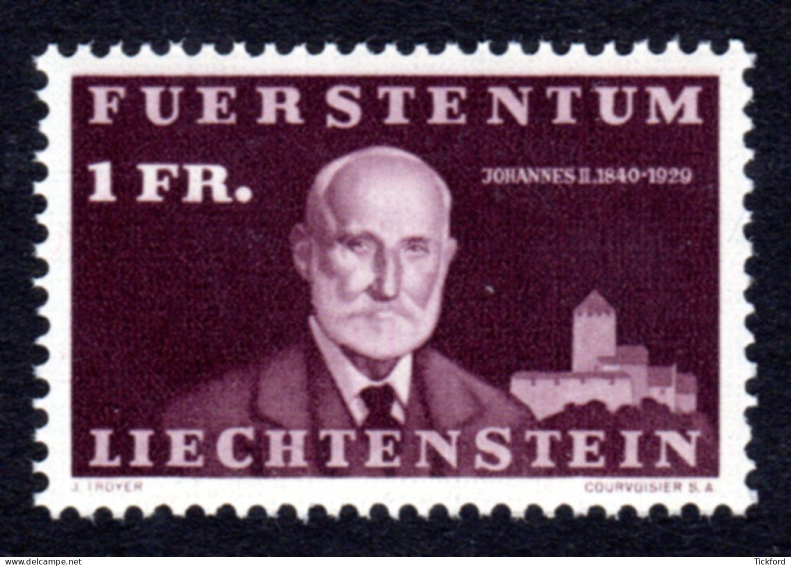 LIECHTENSTEIN 1940 - Yvert N° 164 - NEUF ** LUXE / MNH - Jean II Et Château De Vaduz, TB - Ungebraucht