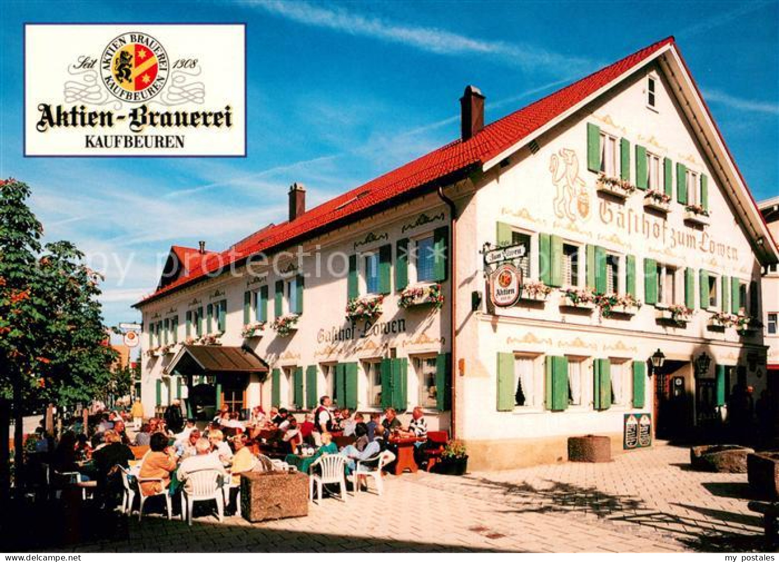 73662301 Sonthofen Oberallgaeu Gasthaus Zum Loewen Restaurant Terrasse Wappen Ak - Sonthofen