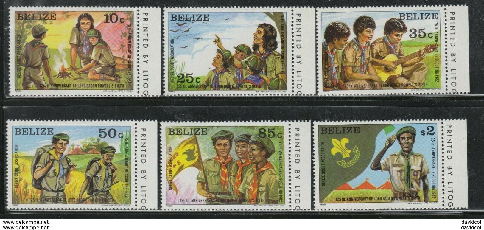 BEI-01- BELIZE- 1982 - SCOUTS - SC: #638-43 - MNH - Boy Scouts 75th Anniversary. SCV: US $ 28.00 - Belize (1973-...)