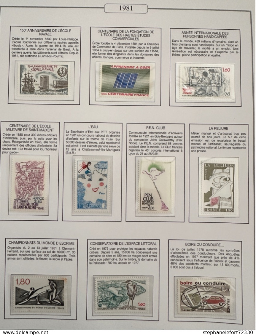 Timbres 1981  Année Complète Neufs ** et préoblitérés (Voir Photo)