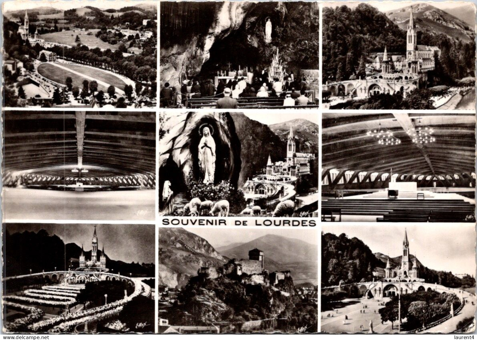1-5-2024 (3 Z 35- France (posted 1960) B/w - 9 Views Of Lourdes - Lourdes