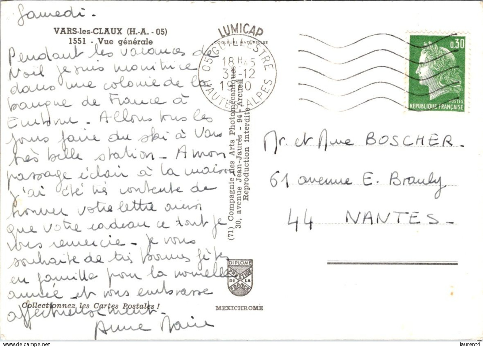 1-5-2024 (3 Z 35- France (posted 1970) Vars Les Claux - Sonstige & Ohne Zuordnung