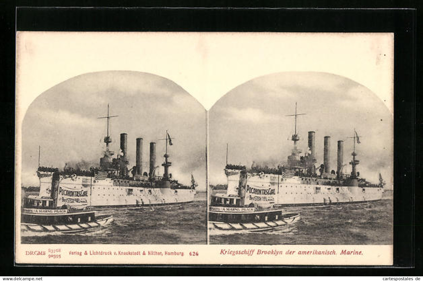 Stereo-AK Kriegsschiff Brooklyn Der Amerikanischen Marine  - Stereoskopie