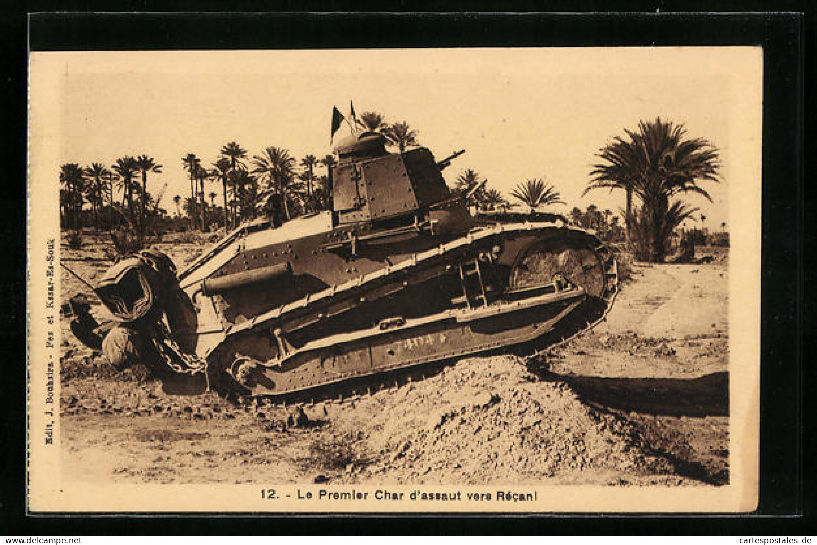 CPA Französischer Char-Tank Vor Palmen  - Weltkrieg 1914-18
