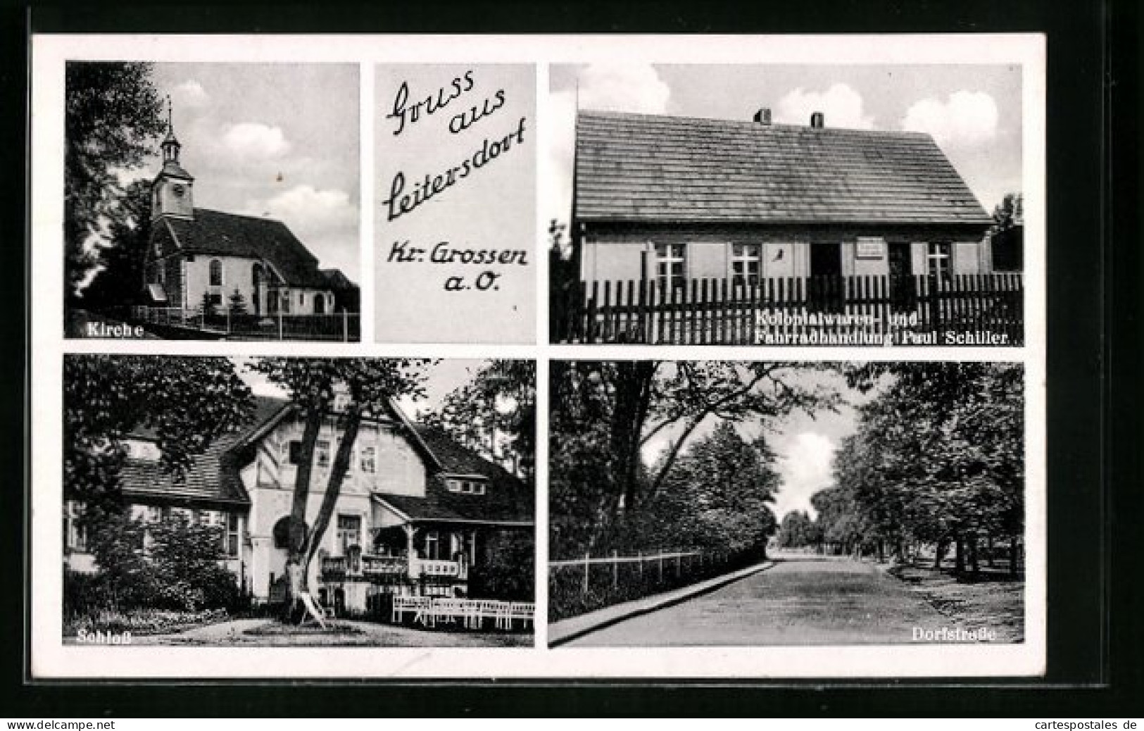 AK Leitersdorf /Kr. Grossen A. O., Kolonialwaren- U. Fahrradhandlung Schiller, Schloss, Dorfstrasse  - Andere & Zonder Classificatie
