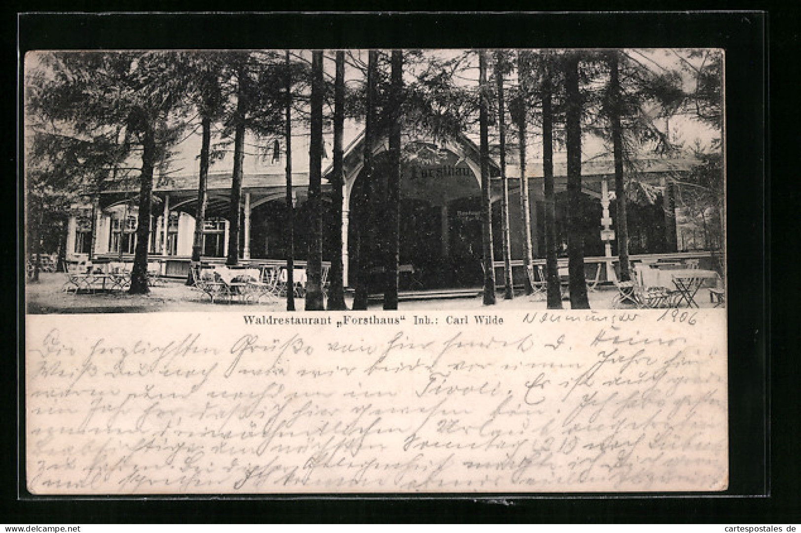 AK Neumünster, Waldrestaurant Forsthaus, Gartenansicht  - Hunting