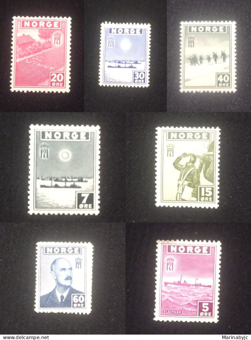 C) 312, 319. 1945, NORWAY, MULTIPLE STAMPS, NORWEGIAN NAVY. MINT. - Nuevos