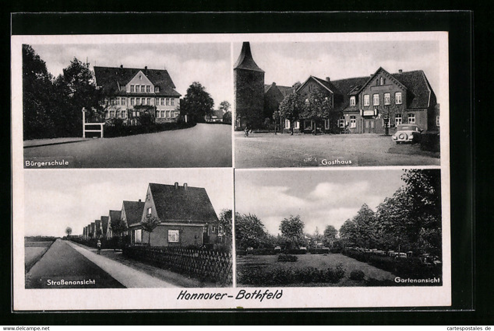 AK Hannover-Bothfeld, Bürgerschule, Gasthaus Krug Zum Grünen Kranze, Bes. Louis Rahlfs  - Hannover