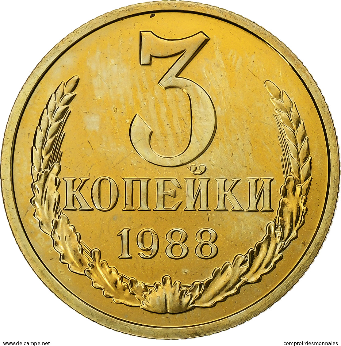 Russie, 3 Kopeks, 1988, Saint-Pétersbourg, Bronze-Aluminium, SPL, KM:128a - Russia