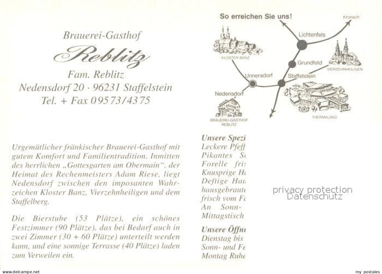 73661807 Nedensdorf Brauerei Gasthof Reblitz Gaesteraum Wappen Nedensdorf - Staffelstein