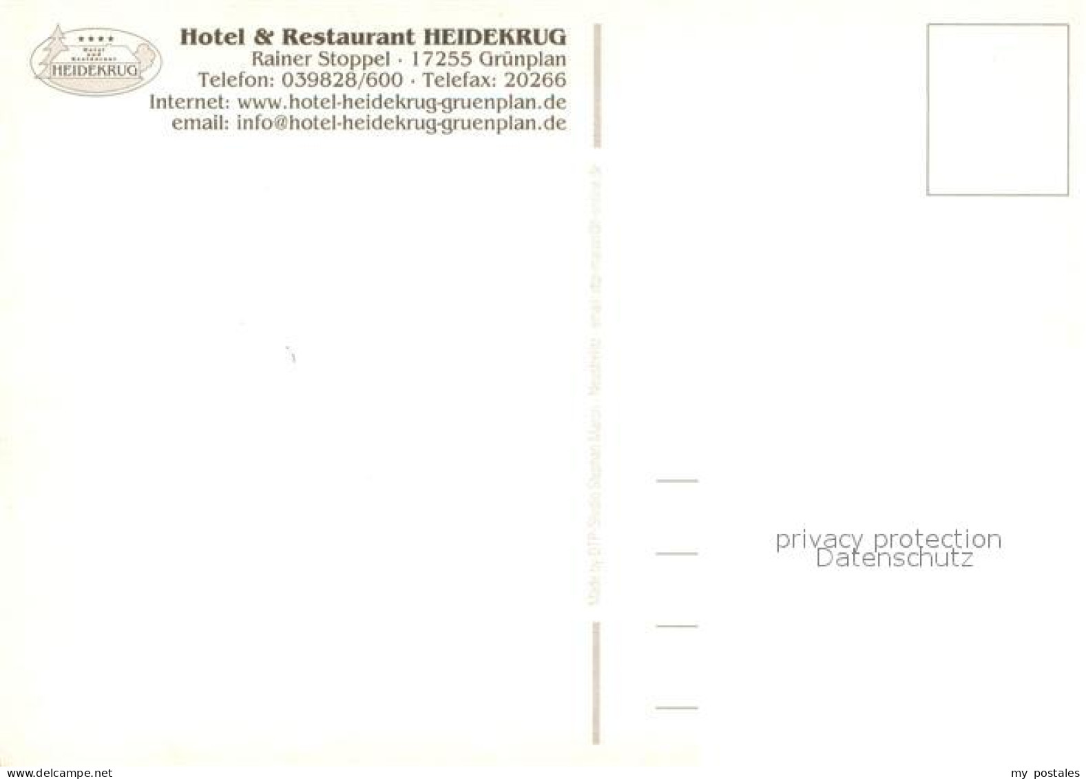 73661801 Gruenplan Hotel Restaurant Heidekrug Am See Gruenplan - Sonstige & Ohne Zuordnung