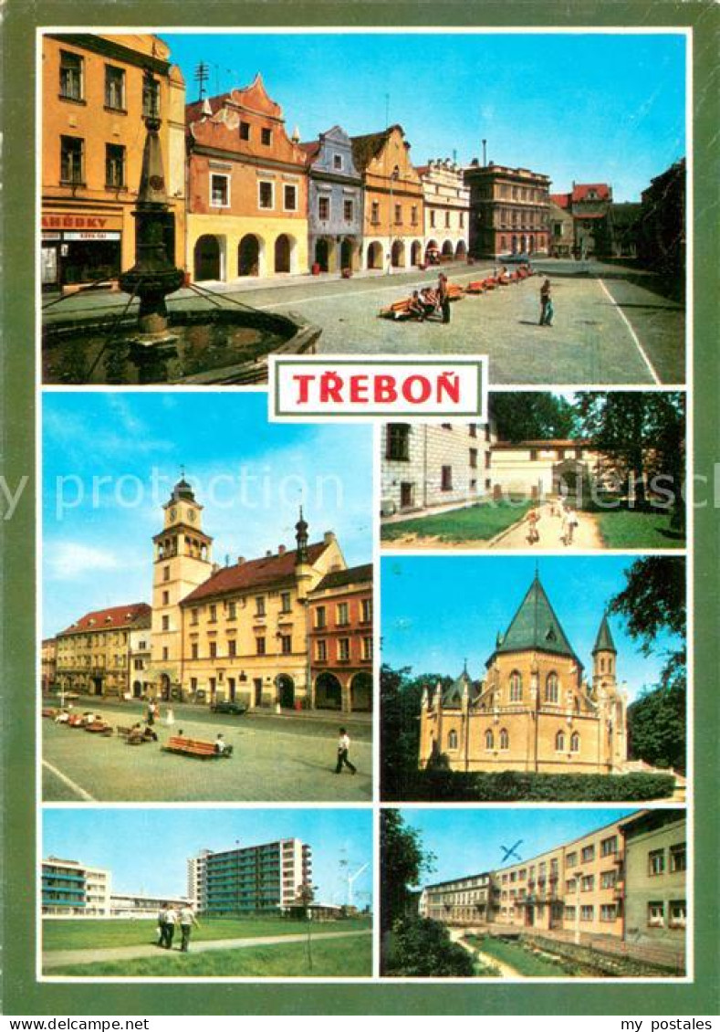 73661749 Trebon Czechia Haeuserpartie Innenstadt Brunnen Masaryk-Platz Schloss W - Tsjechië