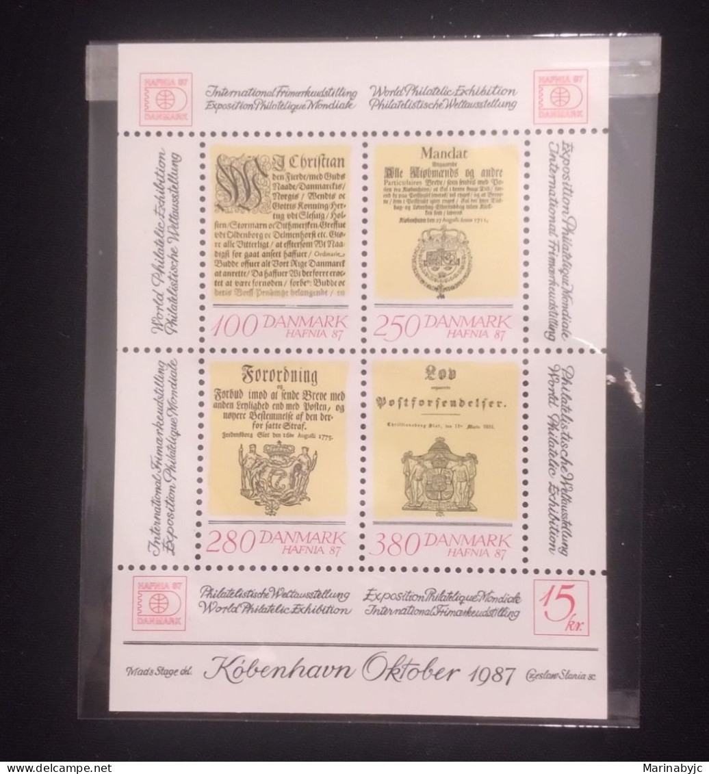 C) 1987, DENMARK SOUVENIR SHEET, OLD POSTAL DECREES - Cartas & Documentos