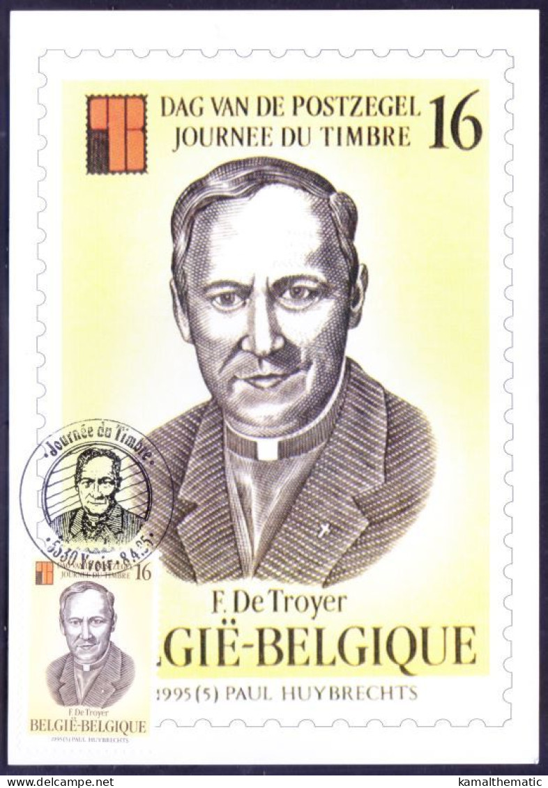 Belgium 1995 Maxi Card, Frans De Troyer, Clergyman, Philatelic Collector - 1991-2000