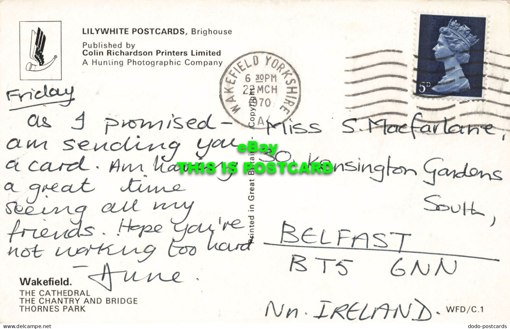 R566823 Wakefield. Lilywhite Postcards. Colin Richardson. 1970. Multi View - Mondo